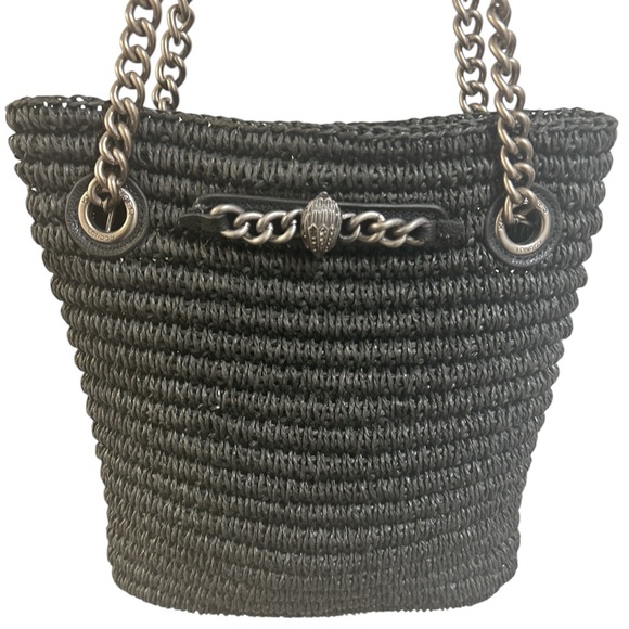 Kurt Geiger Chelsea raffia Tote Bag with matted gun metal strap - Picture 1 of 12